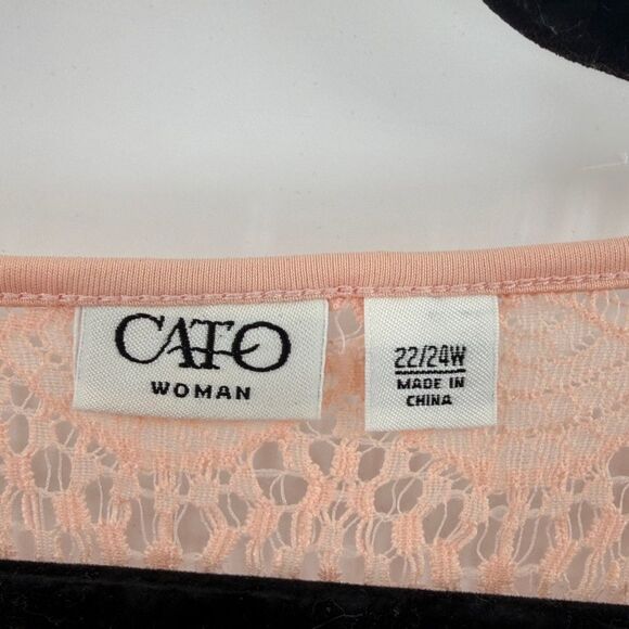 3For$20 Cato’s Light Coral Crochet Poncho Style Blouse NWOT size 22/24W - Picture 2 of 5